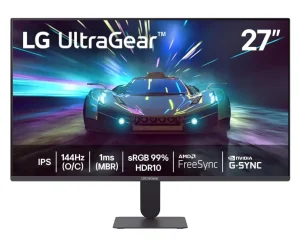 Monitor Gamer LG UltraGear™ 27″, FHD, 144Hz, 1ms, NVIDIA G-SYNC, AMD FreeSync, HDR10, Preto – 27G411A-B