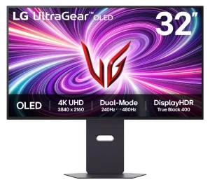 Monitor LG OLED UltraGear™ 32″, Dual Mode, 4K 240Hz/FHD 480Hz, 0.03ms (GtG), NVIDIA G-SYNC, AMD FreeSync™ Premium Pro, HDR True Black 400 – 32GS95UV-B