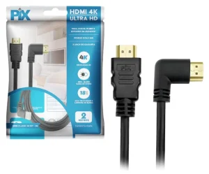 PIX Cabo HDMI 2.0 4K 19 Pinos – 90 Graus, 2 Metros