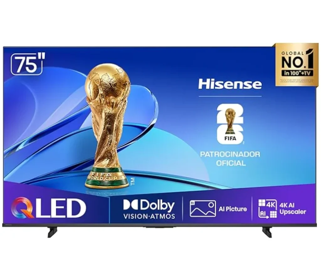 Smart TV UHD 4K 75″ Polegadas QLED 60Hz Hisense Q6QV, Google TV, IA Picture, Dolby Atmos, Sports Mode, Game Mode Plus e Compatível com Alexa – 75Q6QV