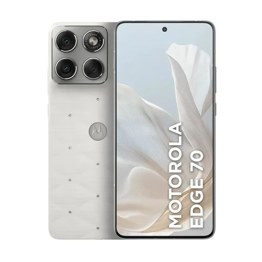Smartphone Motorola Edge 70 5G Crystals by Swarovski 512GB, 12GB RAM (+12GB RAM Boost), Snapdragon 7 Gen 4, Ultrafino, 3 Câmeras 50MP e Tela Extreme AMOLED 6,7″ 120Hz Cor Cloud Dancer – XT2601-3