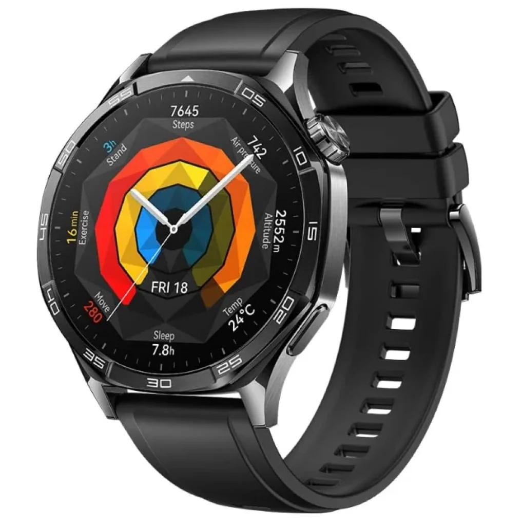 Smartwatch Huawei Watch GT5 46mm GPS AMOLED, 5 ATM, chamadas via Bluetooth, mais de 100 modos de exercícios, rastreador de sono de nível profissional, IP69K, Black – VILI-B19F