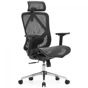 Cadeira de Escritório Dr. Office Ergo, Preta, Mesh, Altura Ajustável