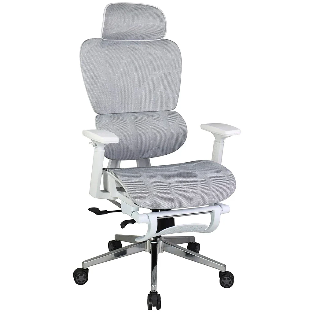 Cadeira de Escritório Dr. Office Master, Mesh, Ajustável, Apoio de braço 3D, Cinza/Branco, DR-CH-MTR3DGWF