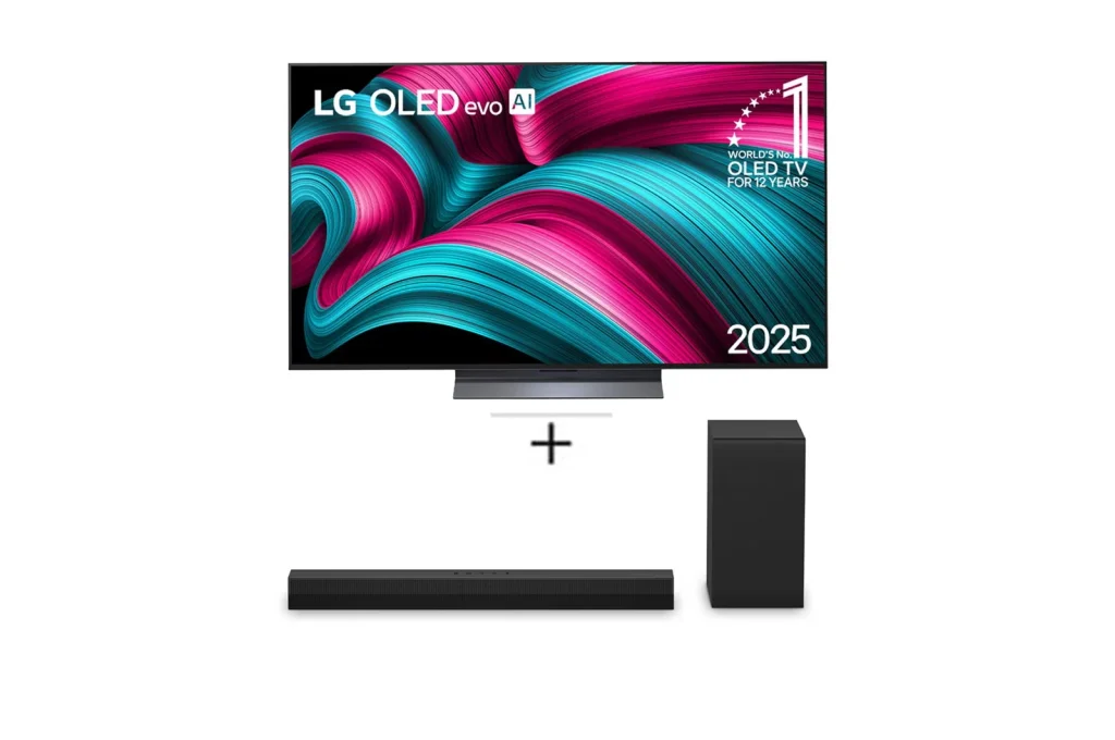 Combo Smart TV LG OLED evo AI C5 55″ 2025 + Soundbar S40T 300W RMS, 2.1 Canais, Dolby Digital