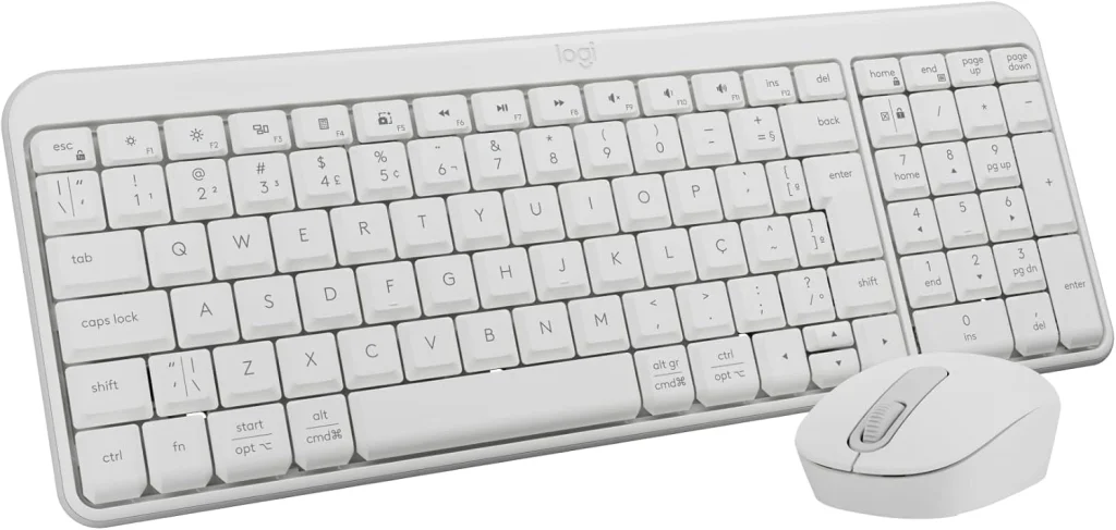 Combo Teclado e Mouse Sem Fio Logitech MK250 Bluetooth com Conectividade Rápida e Fácil, Design Compacto, Mouse Ambidestro, Layout ABNT2, Construção Durável, Compatível com PC e Mac – Branco