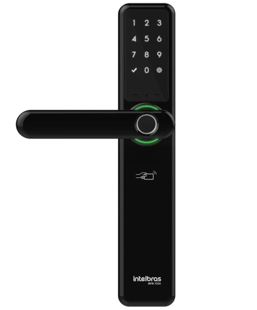 Fechadura Inteligente de Embutir com Maçaneta MFR 7000 Preto Intelbras