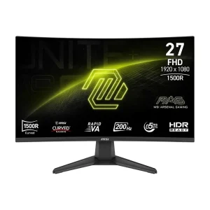 Monitor Gamer Curvo MSI MAG 27″, Full HD, 200Hz, 0.5ms, Rapid VA, 1500R, 98% sRGB, FreeSync Premium, HDR Ready, Preto – 276CF E20