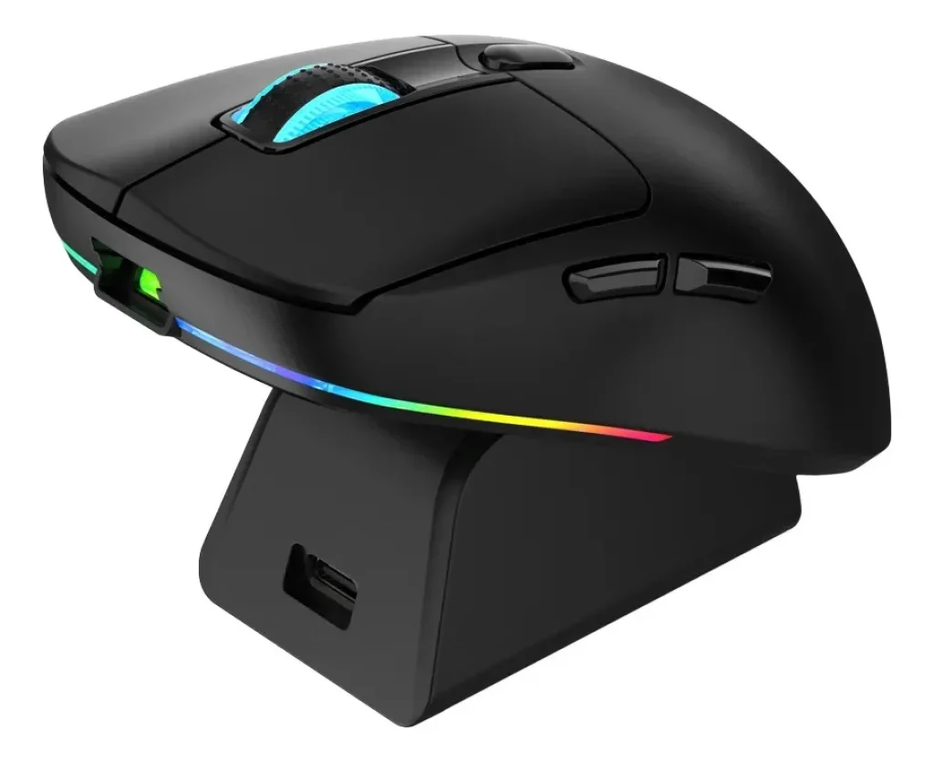 Mouse Magnus Warrior Com Base, Ultra Leve, 10.000 DPI, 6 Botões, Bateria Recarregável, Sensor PMW3325, Preto – MO421