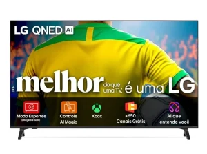 Smart TV 4K 75″ LG QNED73 Portal de Games, 650 Canais Grátis, Processador AI α7 Ger8 4K Super Upscaling Google Cast Integrado Controle AI Magic WebOS 25 Modo Esportes Alerta de Esportes – 75QNED73ASA