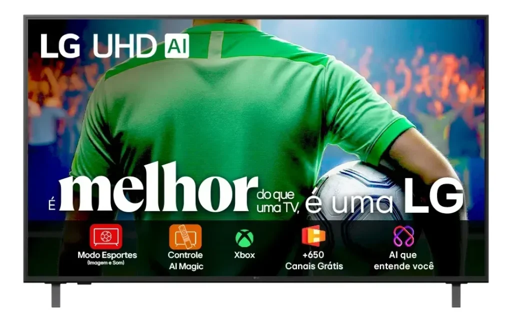 Smart TV LG 86″ 4K UA85 – Processador IA α7 Gen8, 4K Super Upscaling, Controle com Botão IA, webOS 25 – 86UA8550PSA