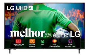Smart TV LG 86″ 4K UA85 – Processador IA α7 Gen8, 4K Super Upscaling, Controle com Botão IA, webOS 25 – 86UA8550PSA