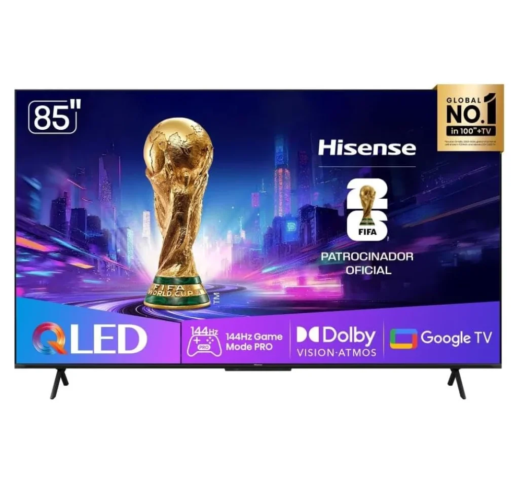 Smart TV 85″ Polegadas UHD 4K QLED 144 Hz Hisense Q7QG, Google TV, Modo Jogo Pro, Dolby Gaming, AMD FreeSync Premium, Dolby Vision•Atmos, Compatível com Alexa – 85Q7QG