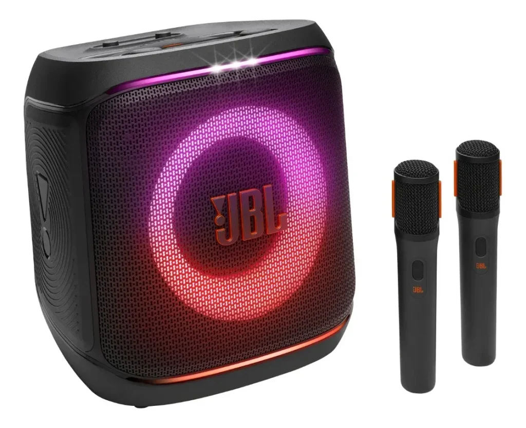 Caixa de Som JBL PartyBox Encore Essential 2, Com 2 microfones, 100W RMS, Show de Luzes, Bluetooth, Portátil, Resistente a Respingos, Bateria de até 15h, Som JBL Pro Sound, AI Sound Boost – JBLPBENCOREESS2BR