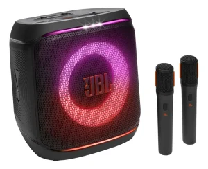 Caixa de Som JBL PartyBox Encore Essential 2, Com 2 microfones, 100W RMS, Show de Luzes, Bluetooth, Portátil, Resistente a Respingos, Bateria de até 15h, Som JBL Pro Sound, AI Sound Boost – JBLPBENCOREESS2BR