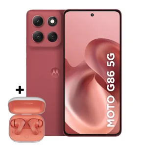 Combo Smartphone Motorola Moto g86 5G 256GB 24GB (8GB RAM+16GB RAM Boost) Tela 1.5K pOLED, 50MP Sony, Vermelho + Moto Buds