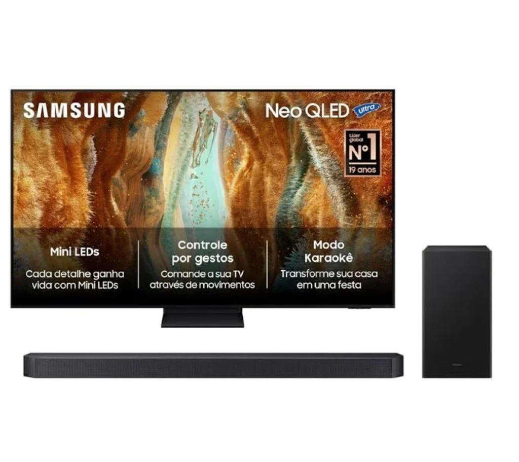 Combo Vision AI TV 65″ NEO QLED ULTRA 4K – 65QN70F + Soundbar Q600F, com Dolby Atmos, 3.1.2 canais e 380W – HW-Q600F