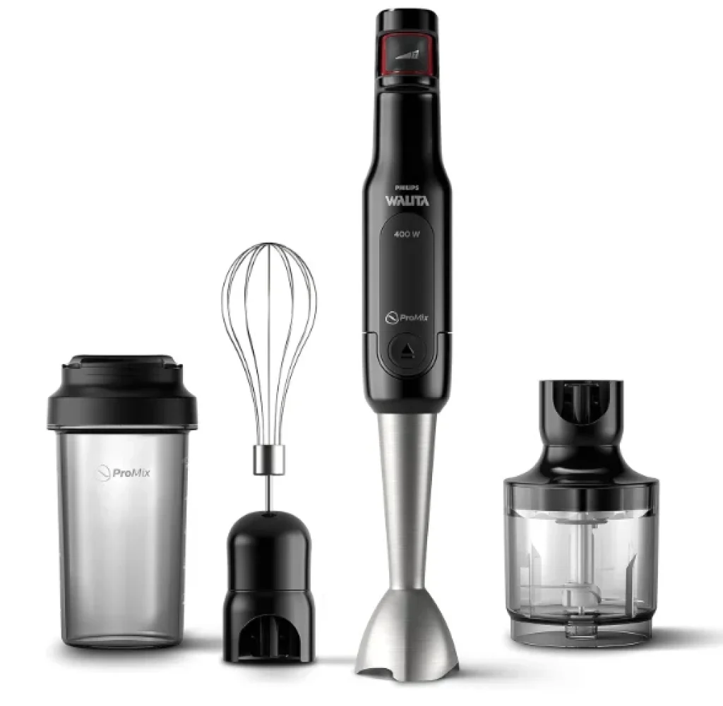 Mixer Philips Walita Preto e Inox ProMix – Mix 4 em 1 – SpeedTouch com guia de velocidade, Copo para viagem, Fácil de limpar, 400W, 110V – RI2622/72
