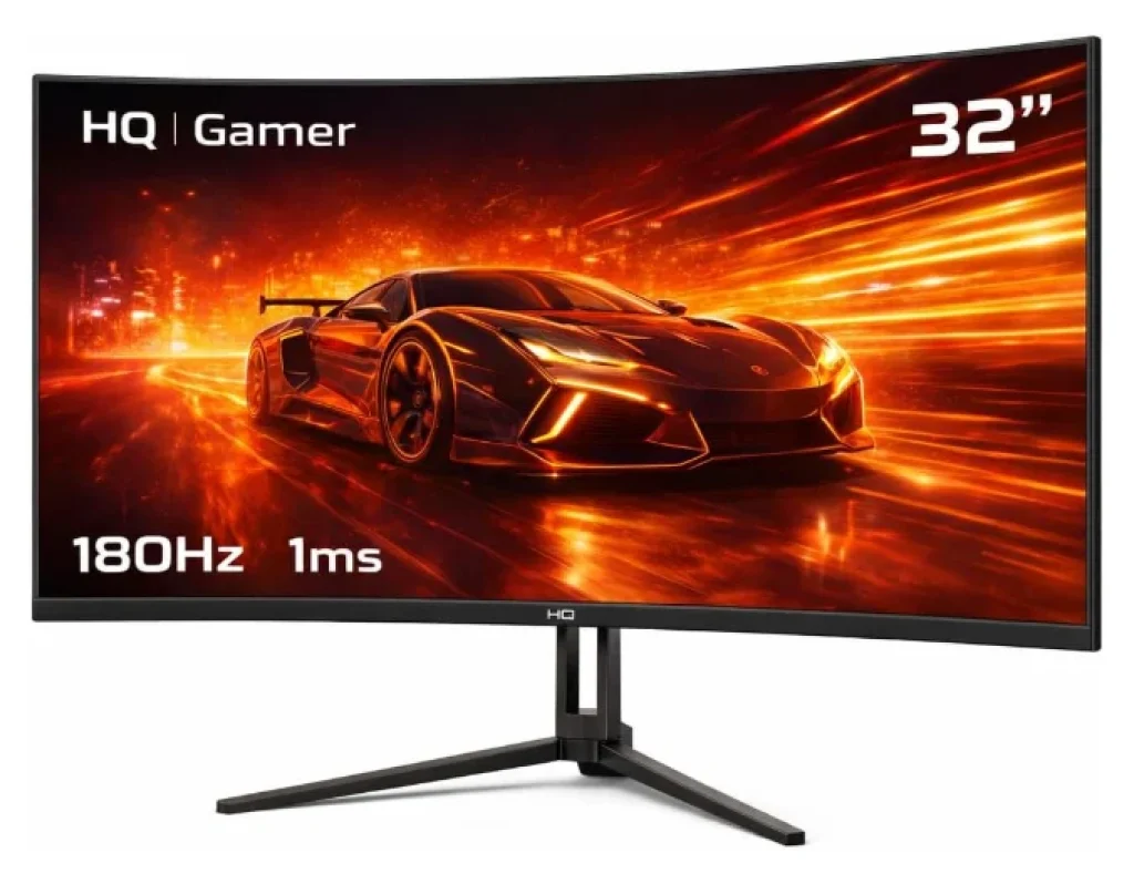 Monitor Gamer HQ Ultra 32″ Curvo Quad HD (QHD), 180Hz, 1ms, – 2560×1440, AMD FreeSync, HDMI, DP – HQ32C180