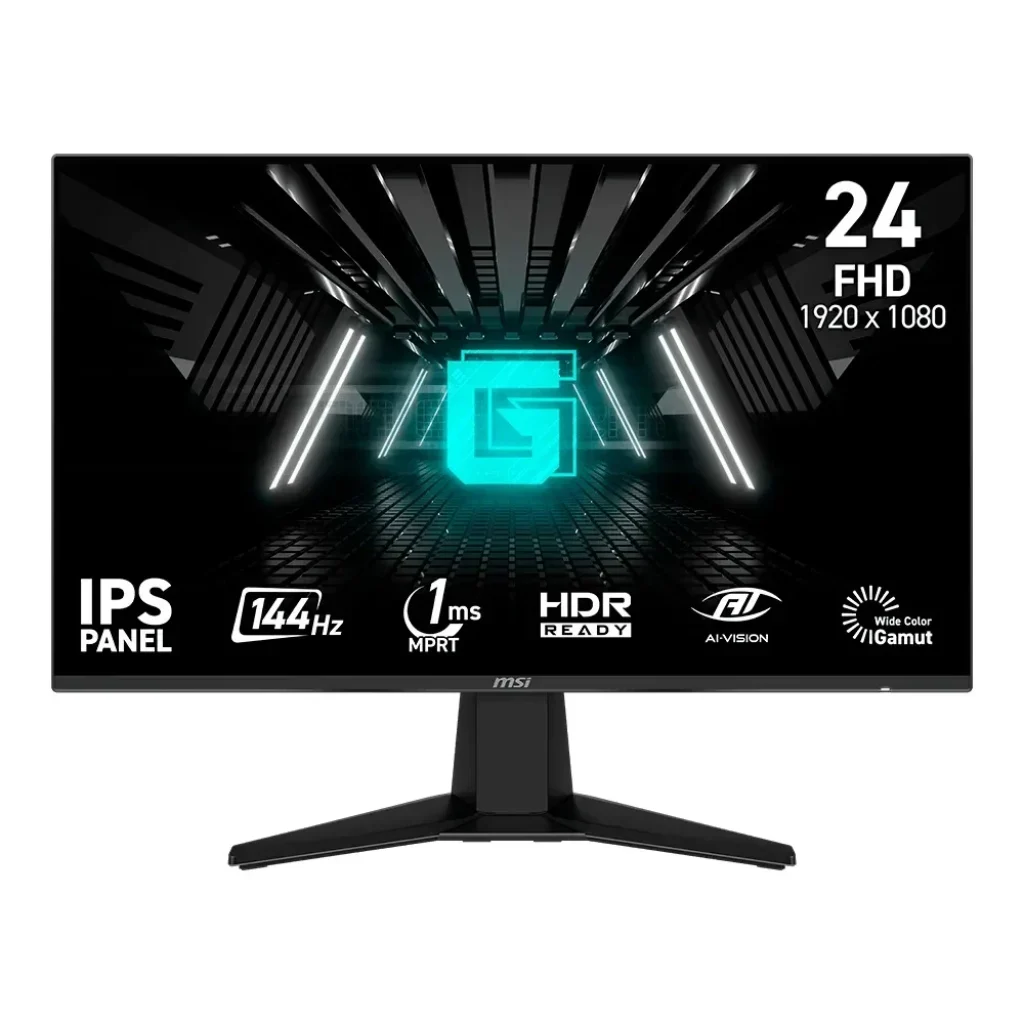 Monitor Gamer MSI 24″, Full HD, 144Hz, 1ms, IPS, FreeSync, HDR Ready, AI-Vision, Preto – G242L E14
