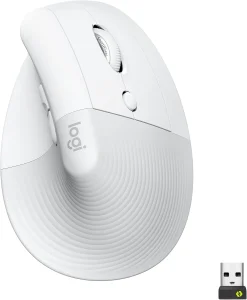 Mouse Sem Fio Logitech Lift Vertical com Design Ergonômico para Redução de Tensão Muscular, Cliques Silenciosos, Conexão Bluetooth ou USB Logi Bolt, Compatível com Windows/macOS/iPadOS – Branco