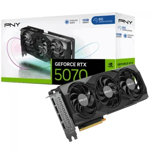 Placa de Vídeo PNY RTX 5070 Overclocked Nvidia GeForce, 12GB, Triple Fan, DLSS 3 – VCG507012TFXPB1-O – PNY Technologies