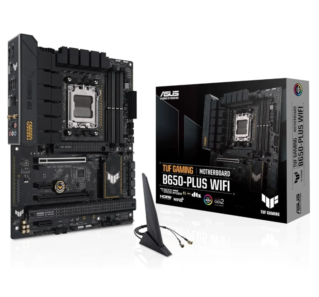 Placa mãe ASUS TUF Gaming B650-PLUS WiFi AMD B650 AM5 ATX Ryzen Desktop 9000 8000 e 7000, 14 estágios de energia, PCIe 5.0 M.2, memória DDR5, WiFi 6 e Ethernet de 2,5 GB, suporte USB4 Aura Sync