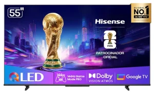 Smart TV Hisense UHD 4K 55″ QLED Q7QG Google TV Modo Jogo Pro 144 Hz, AMD FreeSync Premium, Dolby Vision Atmos, Compatível com Alexa – 55Q7QG