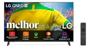 Smart TV LG 55″ 4K QNED73 – Portal de Games, 650 Canais Grátis, Processador AI α7 Ger8, 4K Super Upscaling, Google Cast Integrado, WebOS 25, Modo Esportes, Alerta de Esportes – 55QNED73ASA