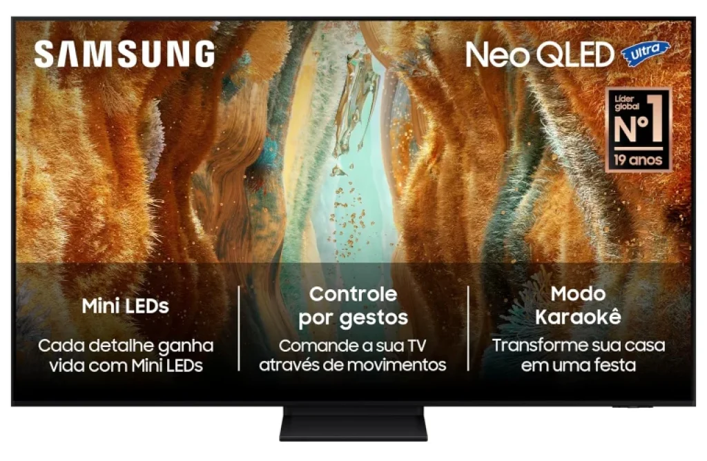 Smart Tv Samsung Vision IA 85″ Neo QLED 4K Mini LED 120Hz QN70F, HDR10+, Som Adaptativo Pro, Tizen, Alexa – QN85QN70FAGXZD