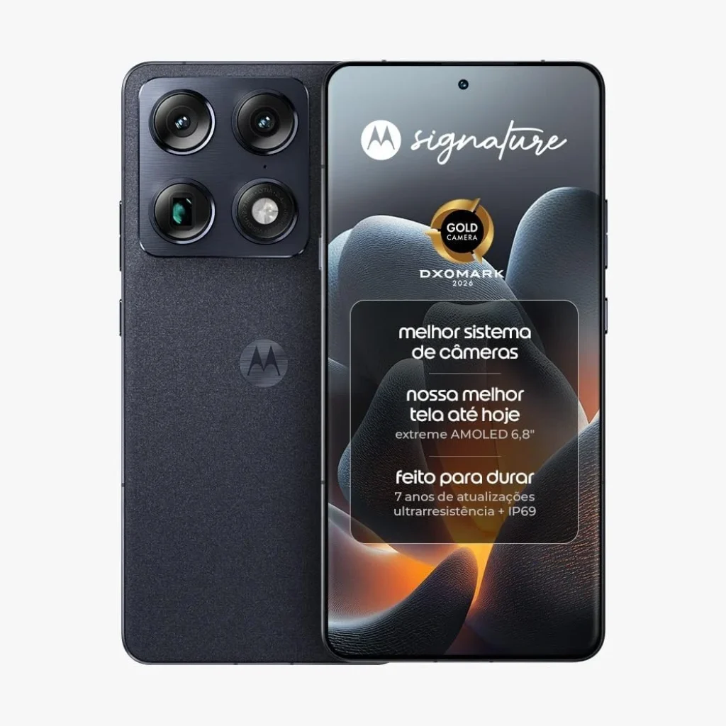 Smartphone Motorola Signature 5G – 512GB 24GB (12GB RAM + 12GB RAM Boost), 3 Câmeras, 50MP Sony Lytia e Zoom 100X, Tela 6,8″ 1.5K Extreme AMOLED 165Hz – XT2603-2