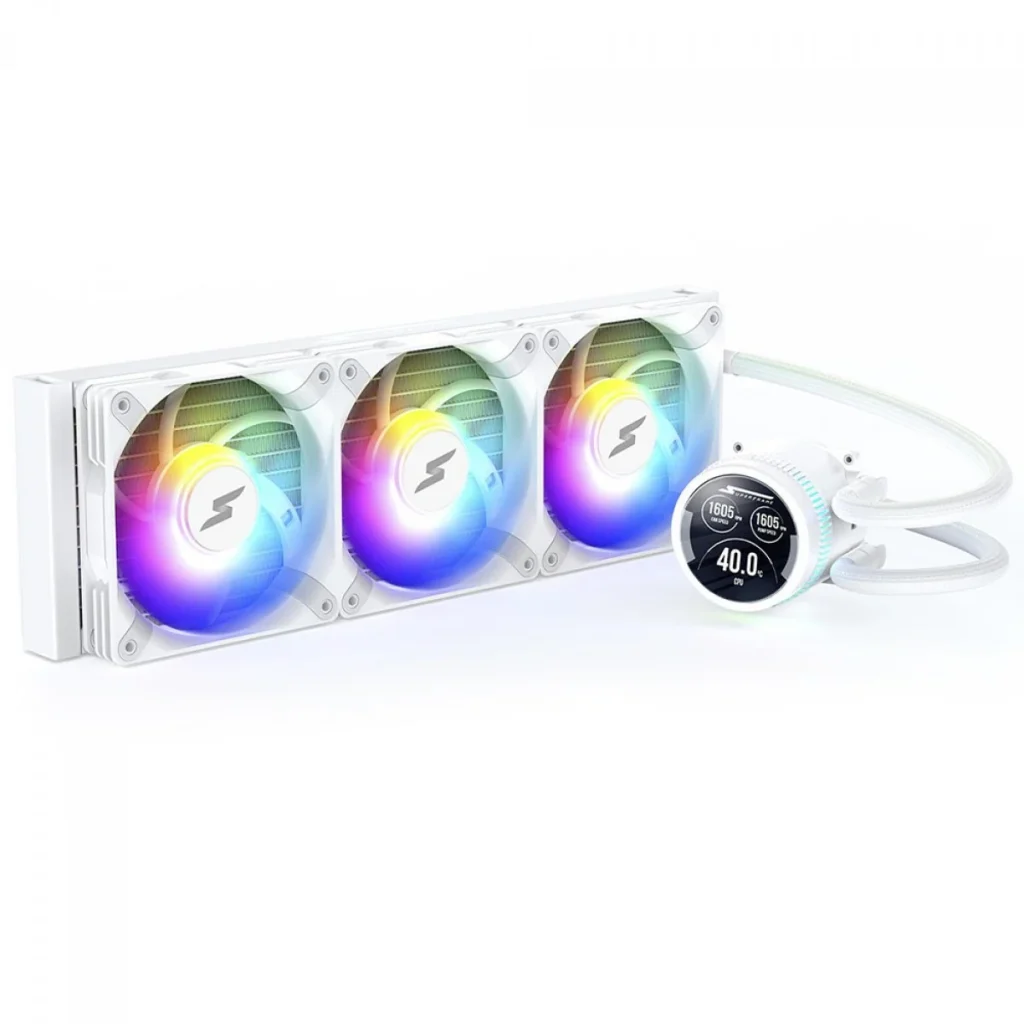 Water Cooler SuperFrame ISENGARD SMART, ARGB, 360mm, Intel-AMD, Display, Controladora, White – SF-W360W-S