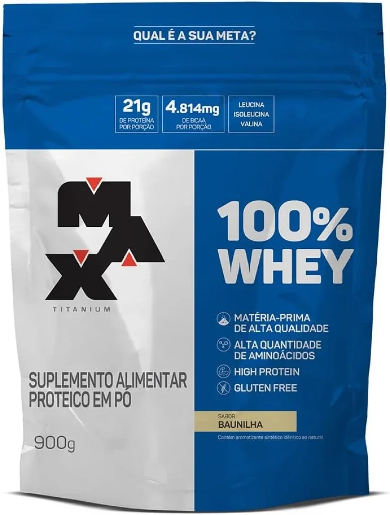 100% Whey Refil (900g) – Baunilha – Max Titanium, Max Titanium