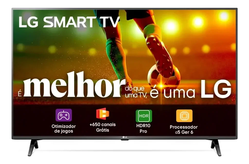 Smart TV LG 43″ Full HD, 650+ Canais grátis, Processador A5 Ger6, AI, Alexa e webOS 23 – 43LR6700PSA