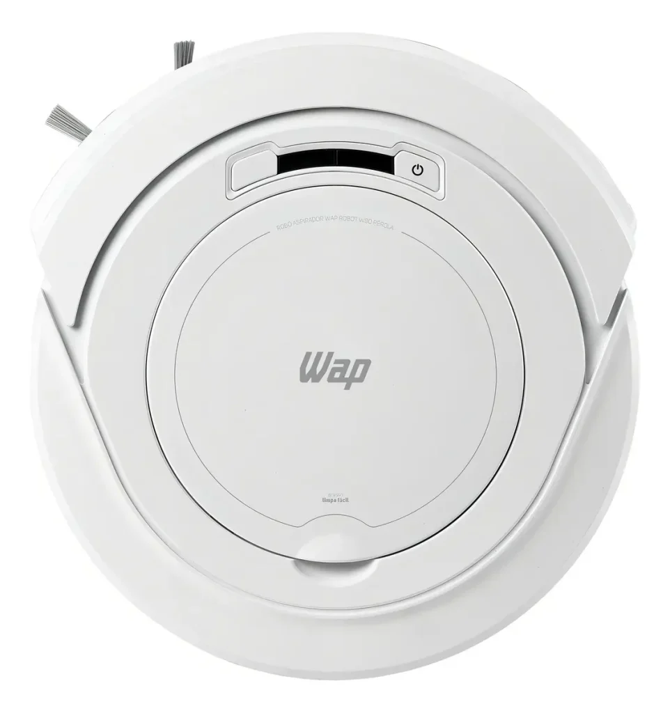 Aspirador de Pó Robô WAP ROBOT W90 Automático 3 em 1 Varre Aspira Passa Pano MOP para Limpeza 30W Bateria Recarregável Bivolt, Cor: Preto