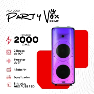 Caixa Amplificada Amvox Party Vox Prime Bluetooth 2000W USB-SD
