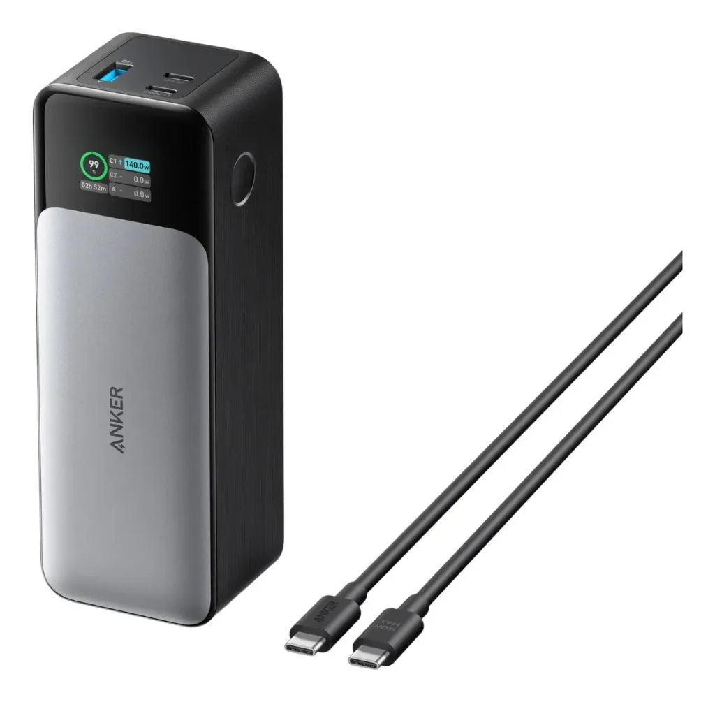 Carregador Portátil Power Bank 24000mAh 140W Anker 737 Original Carga Turbo Rápida p/ Notebook e Celular com Tela Digital Compatível com MacBook Pro/Air, Dell, iPhone 15/14/13 Series, Samsung, AirPods