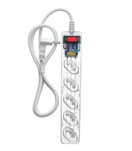 Filtro de Linha iCLAMPER Energia 5 Transparente – 5 Tomadas + DPS – 10A, Cabo 1m
