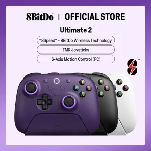 Controle Sem Fio 8BitDo Ultimate 2 com Dock para PC e Android com Joysticks TMR, Gatilhos comutáveis, Controle de movimento, 8 Velocidades