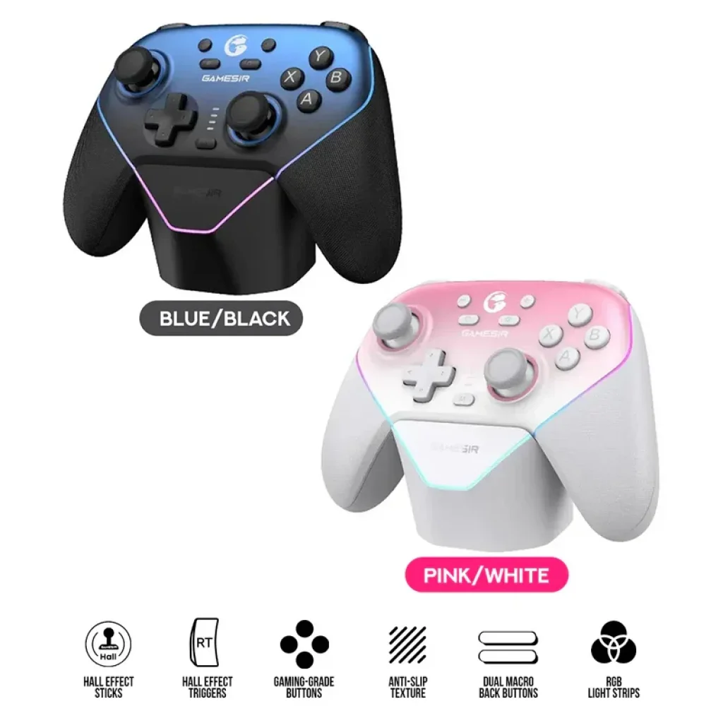 Controle sem fio GameSir Super Nova Wireless com Dock, Hall Effect, 1000mAh, Gatilho com ajuste, Girosópio, Faceplate