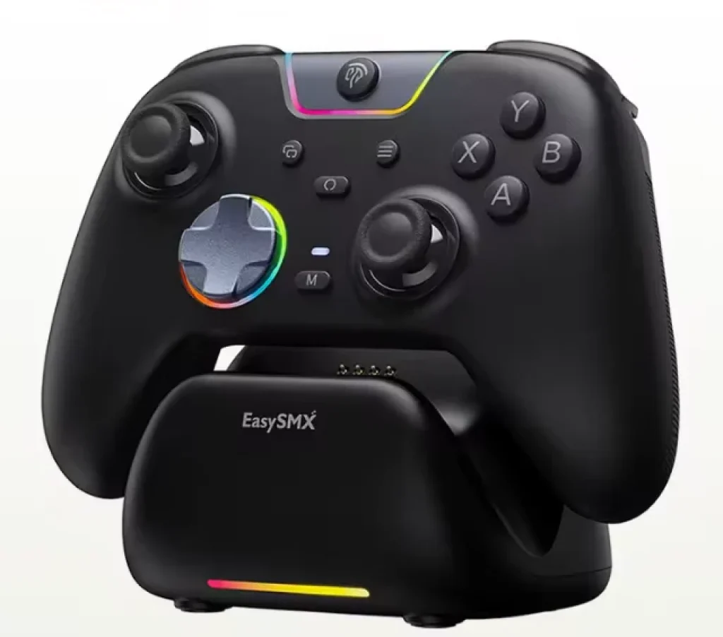 Controle EasySMX X05 Pro Com Dock para PC/Switch/Celular, Botões silenciosos, Bateria de 1000mAh, Joystick Hall, RGB, Design ergonômico