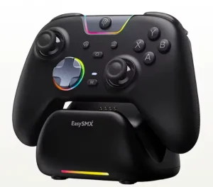 Controle EasySMX X05 Pro Com Dock para PC/Switch/Celular, Botões silenciosos, Bateria de 1000mAh, Joystick Hall, RGB, Design ergonômico