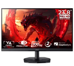 Monitor Gamer Acer Nitro 23.8″ 200Hz 2ms FHD HDMI VA Preto – KG241Y-X3Bip