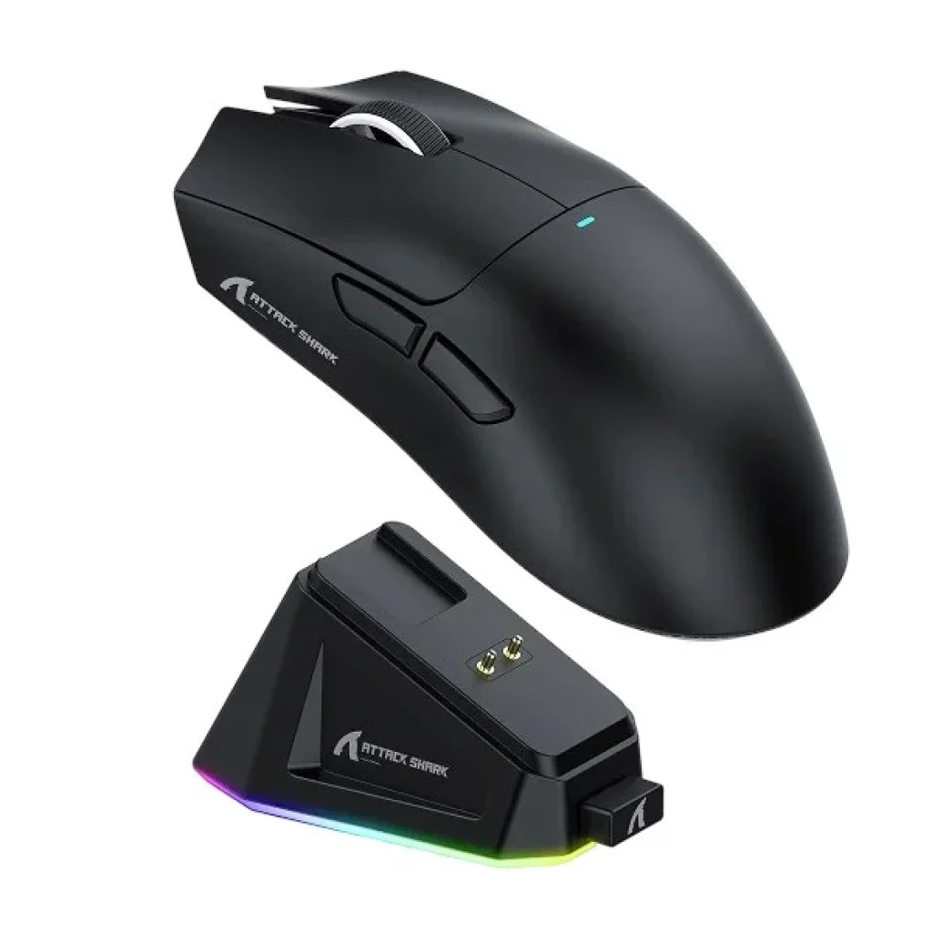 Mouse Gamer Sem Fio Attack Shark X11 PixArt PAW3311 Com Três Modos BT 2.4G E Base De Carregamento