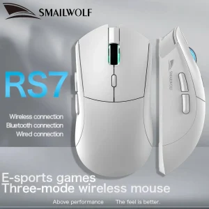 2x Mouse Gamer Sem fio SMAILWOLF RS7 Tri-mode PAW3311 Driver 20000 DPI 1000Hz Bluetooth, Wireless, Wired para Jogos Macro 500mAh