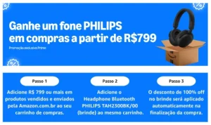 Brinde Amazon Prime Day – Ganhe um Headset Philips em compras a partir de R$799