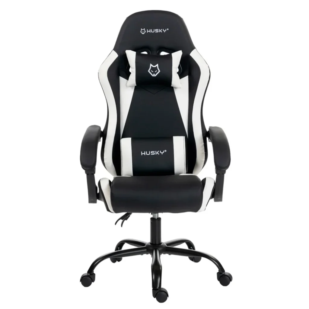 Cadeira Gamer Husky Storm 100, Até 120kg, Almofadas, Reclinável 135º, PU, Preta E Branca – HCG100PTBR