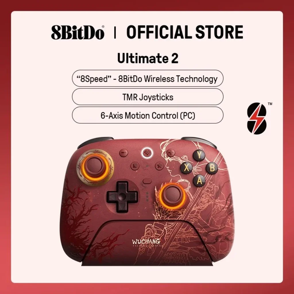 Controle Sem Fio 8BitDo Ultimate 2 WUCHANG: Fallen Feathers – 8Speed 2.4GHz Ultra Low-latency, Com Dock, Joysticks TMR, Gatilhos comutáveis