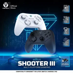 Controle Sem Fio Fantech Shooter III WGP13S Gamepad Analógicos/Gatilhos Hall Effect e Polling 1000Hz, Dual mode USB-c + 2,4GHz para PC, Android, NS