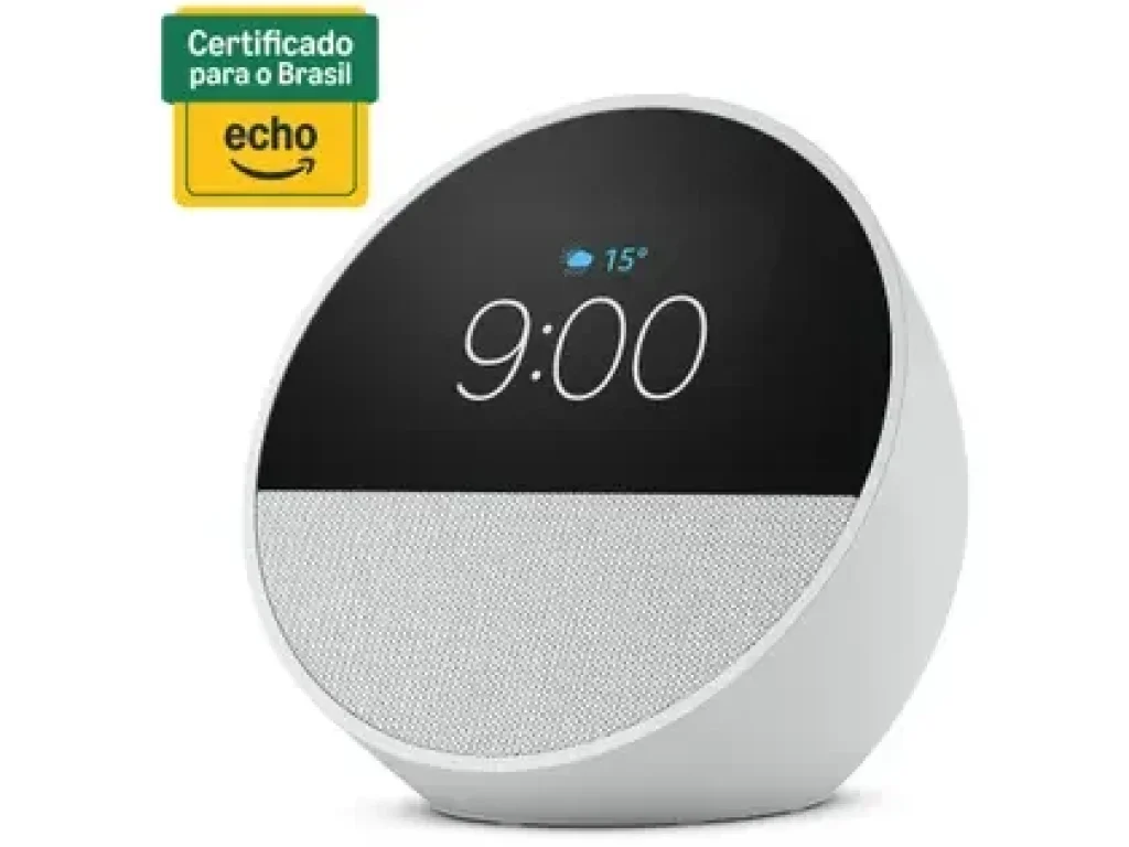 Echo Spot com Alexa (Geração mais recente) | Despertador inteligente com som vibrante | Cor Branca, com Acesso Antecipado à Alexa+